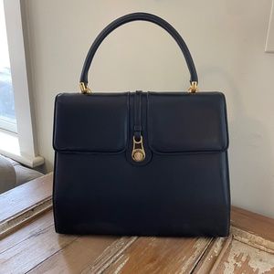 Wonderful 1950’s black leather Gucci purse handbag